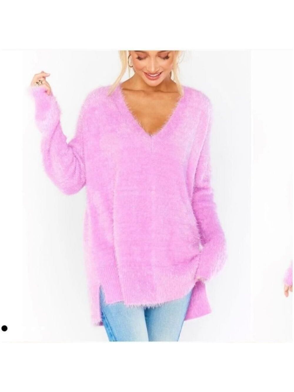 Show Me Your Mumu Cozy Forever Pink Fuzzy Oversized Sweater Size L